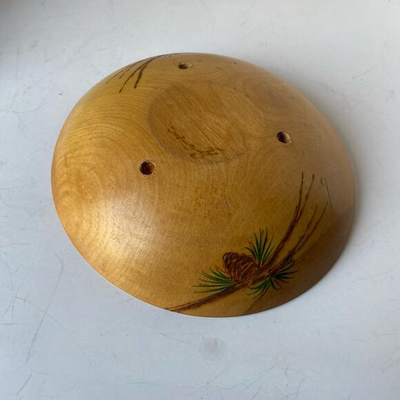 Vintage Wooden Pine Cone Pinecone Carved Signed Serving Bowl Vermont Product - Picture 2 of 5